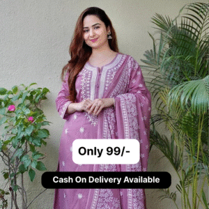 Dusty Lavender Embroidered Suit Set with Dupatta