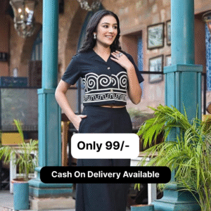 Black Embroidered Cotton Co-Ord Set