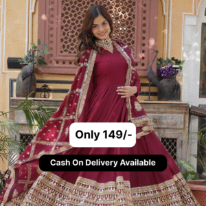 WEDDING SPECIAL STAR GEORGETTE ZARI SEQUINS EMBROIDERED GOWN WITH DUPATTA