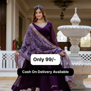 PEARL HANDWORK GOWN WITH PRINTED JEQUARD BORDER DUPATTA