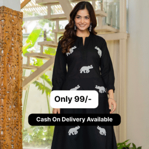 Black Embroidered Cotton Co-Ord Set